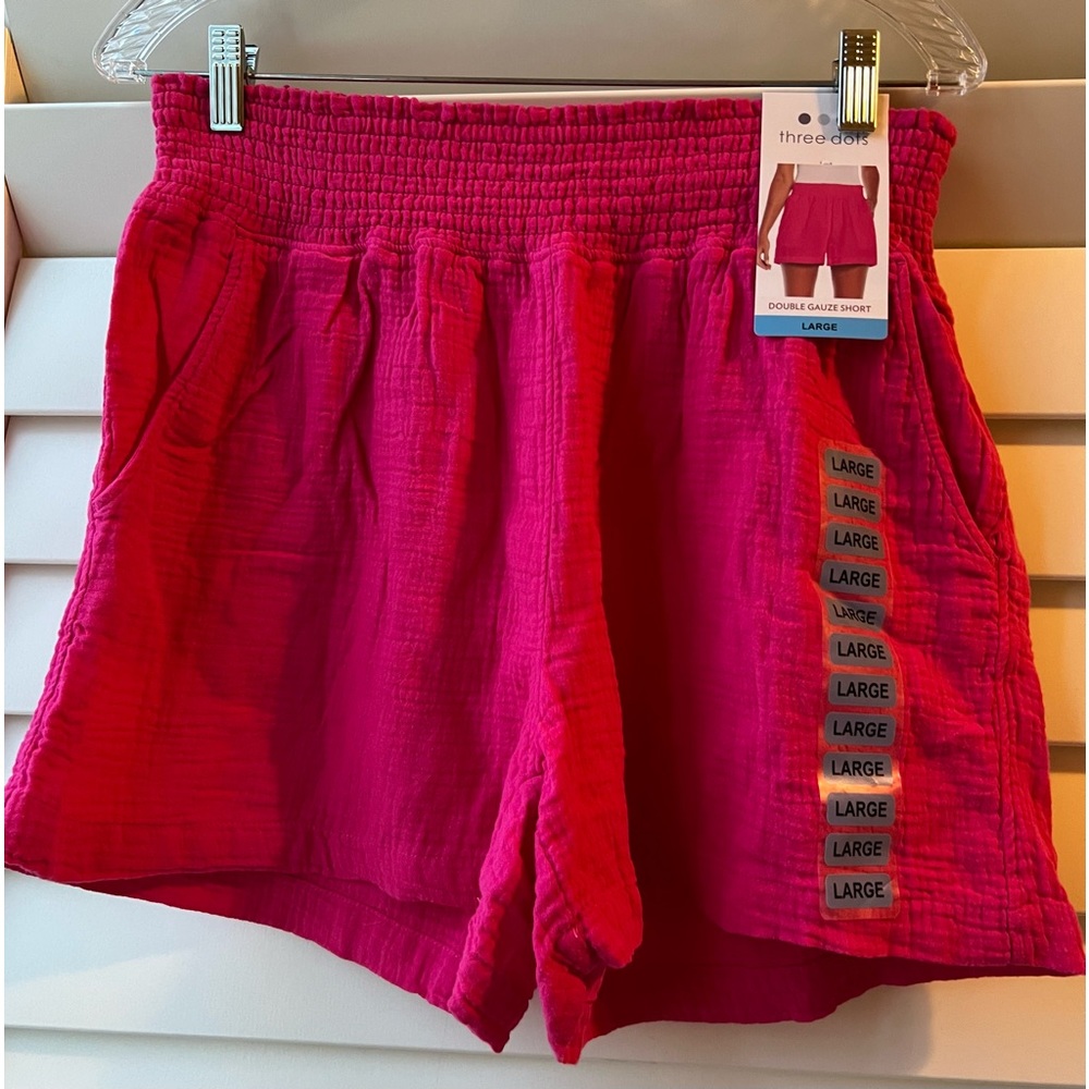 Three Dots - NWT - Large - Double Gauze Shorts - Fuchsia
